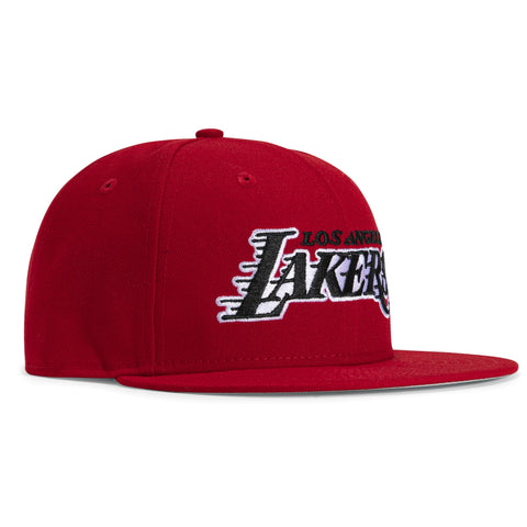 New Era 9FIFTY Los Angeles Lakers Snapback Word Hat - Red, Black, White