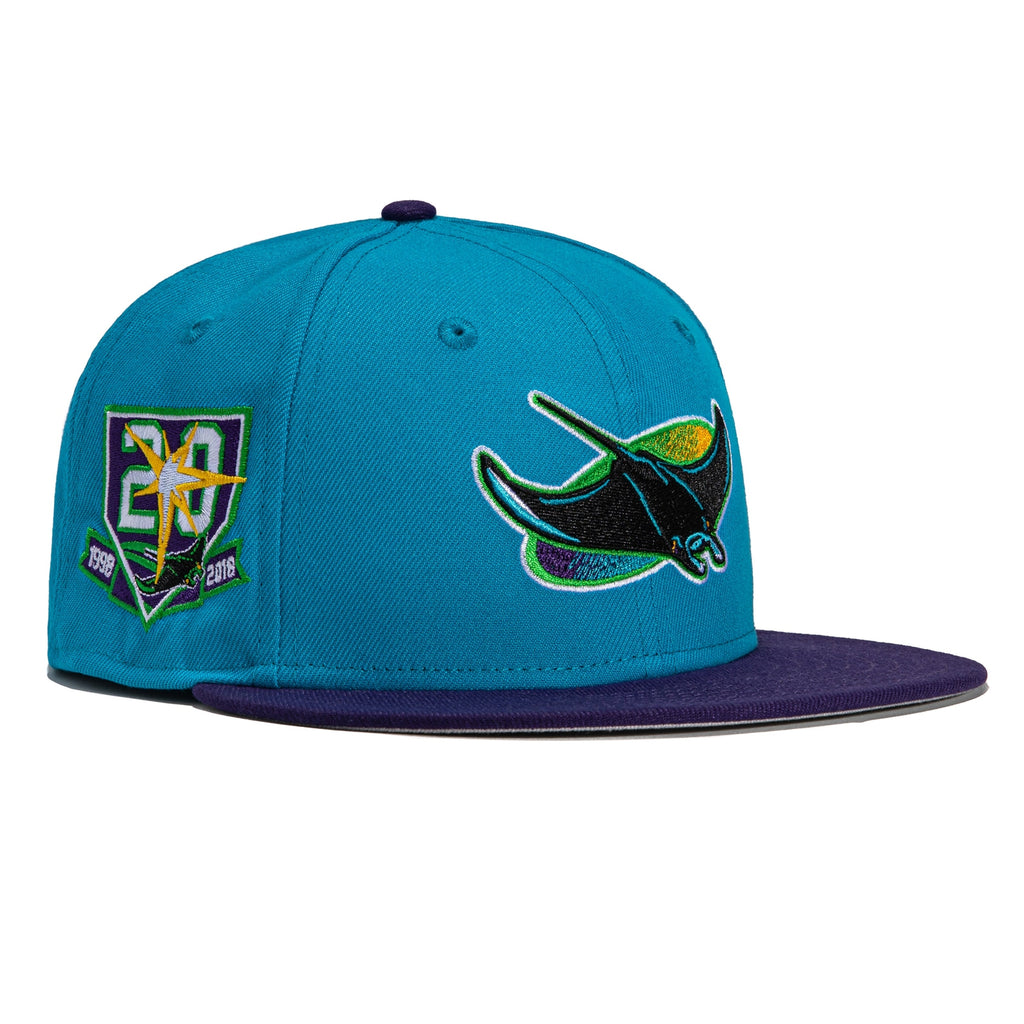 New Era 59Fifty Tampa Bay Rays 20th Anniversary Patch Hat Neon Blue