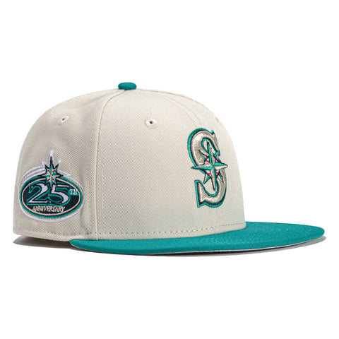 New Era 59FIFTY Stone Dome Seattle Mariners 25th Anniversary Patch Hat- Stone, Teal Stone/Teal / 8