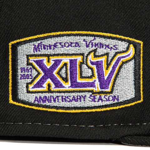 New Era 59Fifty Sharktooth Minnesota Vikings XLV 45th Anniversary Patch Hat - Black