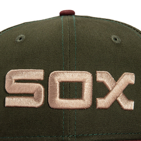 New Era 59Fifty Fall Tones Chicago White Sox 50th Anniversary Patch Hat- Green, Maroon
