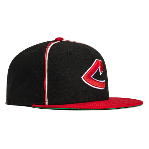 New Era 59Fifty Black Soutache Cleveland Indians Hat - Black, Red
