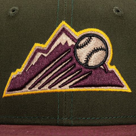 New Era 59Fifty Fall Tones Colorado Rockies 1995 Coors Field Patch Hat- Green, Maroon
