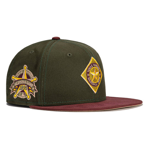 New Era 59Fifty Fall Tones Texas Rangers 1995 All Star Game Patch Hat- Green, Maroon