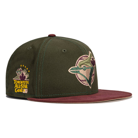New Era 59Fifty Fall Tones Toronto Blue Jays 1991 All Star Game Patch Hat- Green, Maroon