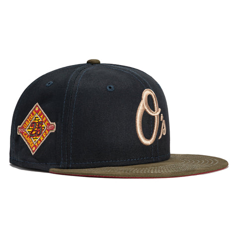 New Era 59Fifty Fall Tones Baltimore Orioles 25th Anniversary Patch Alternate Hat - Navy, Olive