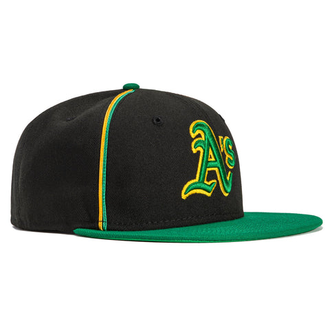 New Era 59Fifty Black Soutache Oakland Athletics Hat - Black, Green