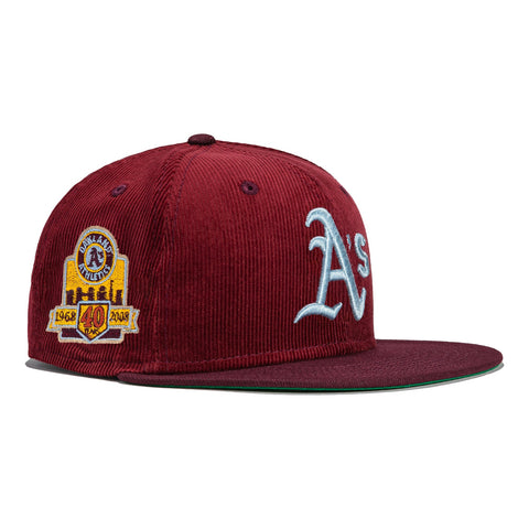 New Era 59Fifty Cord Dream Oakland Athletics 40th Anniversary Patch Hat- Maroon