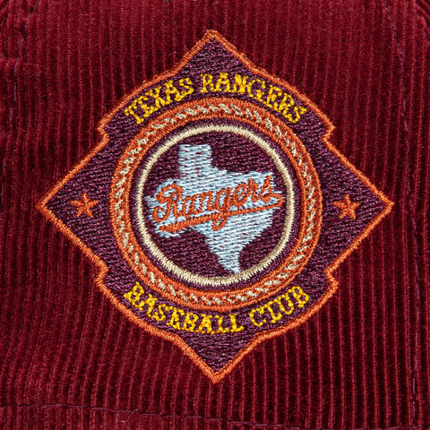New Era 59Fifty Cord Dream Texas Rangers Club Logo Patch Hat- Maroon