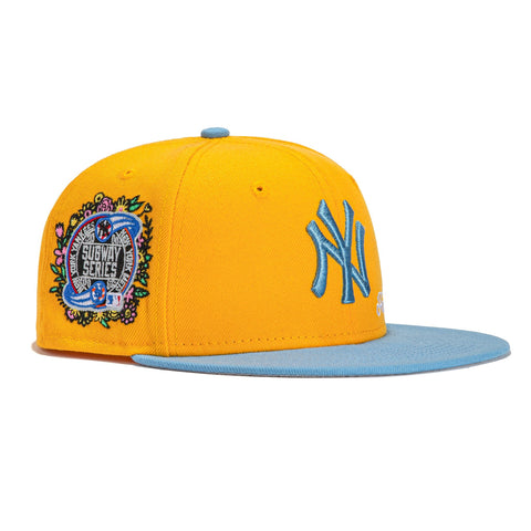 New Era 59Fifty Jae Tips Forever New York Yankees 2000 Subway Series Patch Hat- Gold, Light Blue
