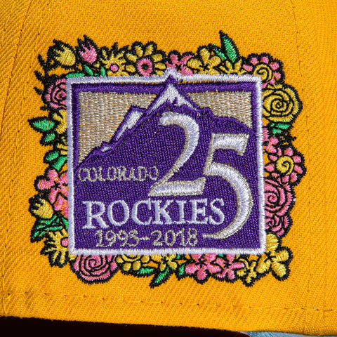New Era 59Fifty Jae Tips Forever Colorado Rockies 25th Anniversary Patch Hat- Gold, Light Blue