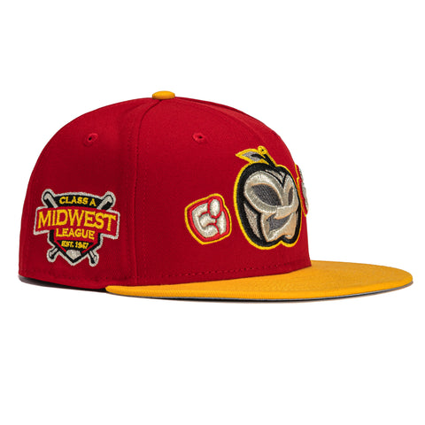 New Era 59Fifty X-Pack Fort Wayne Tincaps Class A Midwest League Patch Hat - Red, Gold, Metallic Silver