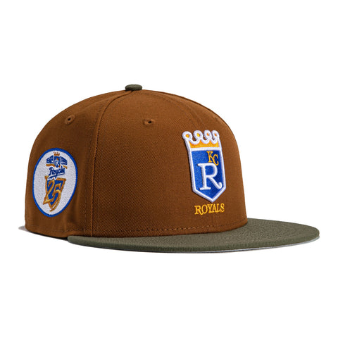 New Era 59Fifty Earthtone Kansas City Royals 25th Anniversary Patch Logo Hat - Khaki, Olive