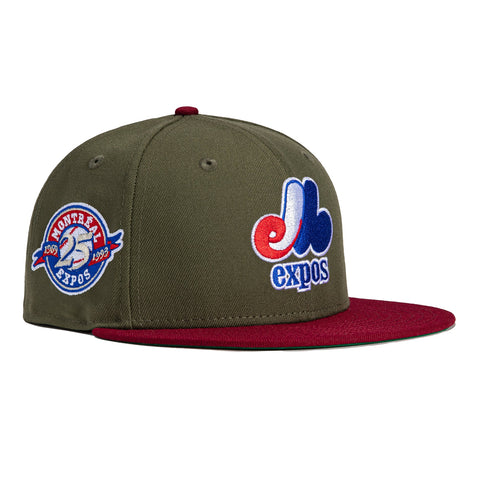 New Era 59Fifty Earthtone Montreal Expos 25th Anniversary Patch Hat - Olive, Cardinal