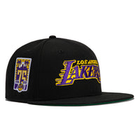 New Era 59Fifty Los Angeles Lakers 75th Anniversary Patch Word Hat - Black