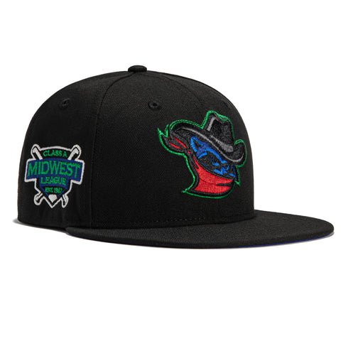 New Era 59Fifty Quad Cities River Bandits Midwest League Patch Hat - Black, Royal, Green