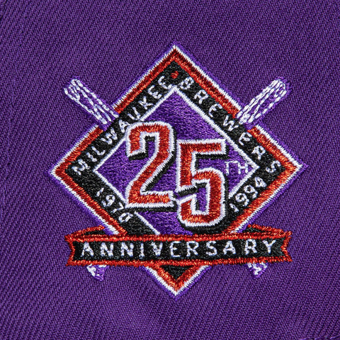New Era 59Fifty X-Pack Milwaukee Brewers 25th Anniversary Patch Hat- Purple, Red