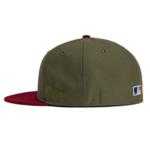 New Era 59Fifty Earthtone Los Angeles Dodgers 100th Anniversary Patch Hat - Olive, Cardinal