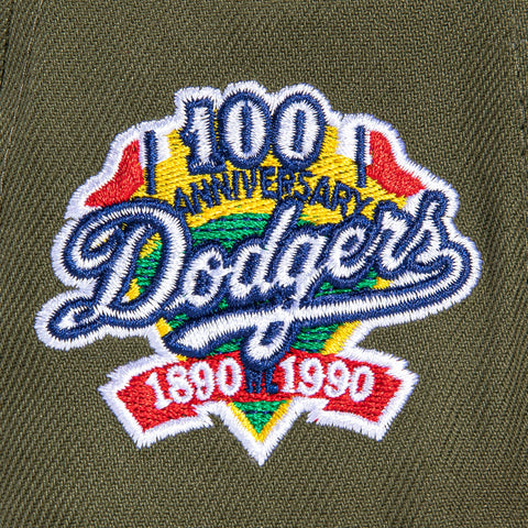 New Era 59Fifty Earthtone Los Angeles Dodgers 100th Anniversary Patch Hat - Olive, Cardinal