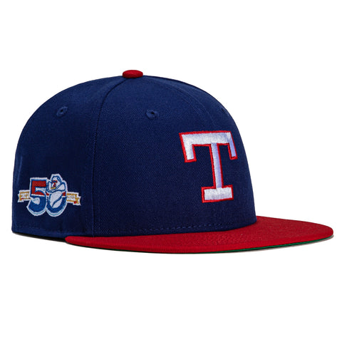 New Era 59Fifty Texas Rangers 50th Anniversary Patch Hat - Royal, Red