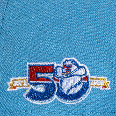 New Era 59Fifty Texas Rangers 50th Anniversary Patch Hat - Light Blue, Royal