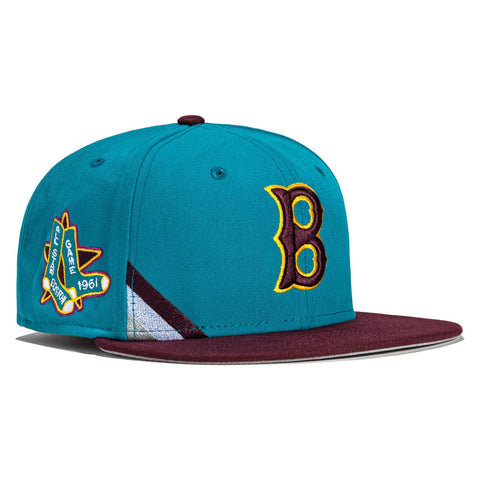 New Era 59Fifty Big Stripes Boston Red Sox 1961 All Star Game Patch Hat - Teal, Maroon
