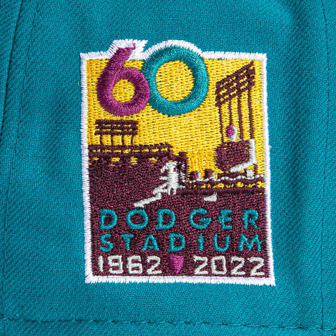 New Era 59Fifty Big Stripes Los Angeles Dodgers 60th Anniversary Stadium Patch Hat - Teal, Maroon