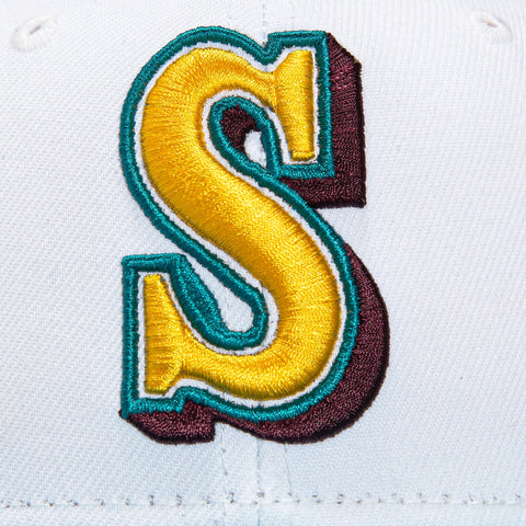 New Era 59Fifty Big Stripes Seattle Mariners 40th Anniversary Patch Hat - White, Teal