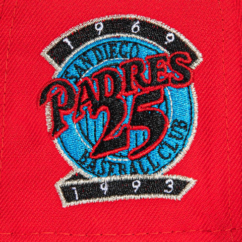 New Era 59Fifty Building Block San Diego Padres 25th Anniversary Patch Logo Hat - Red, Neon blue