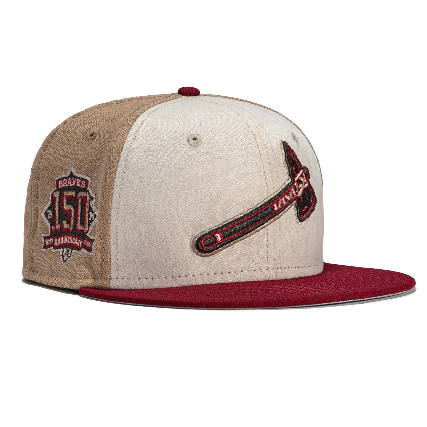 New Era 59Fifty Sand Suede Atlanta Braves 150th Anniversary Patch Rail ...