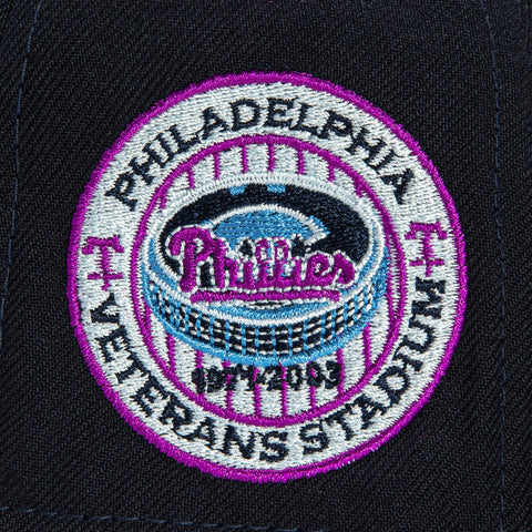 New Era 59Fifty Silk Icys Philadelphia Phillies Veterans Stadium Patch Hat - Navy