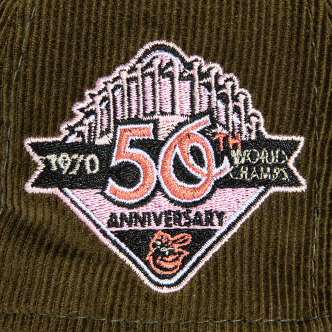 New Era 59Fifty Martini Corduroy Baltimore Orioles 50th Anniversary Patch Hat - Olive