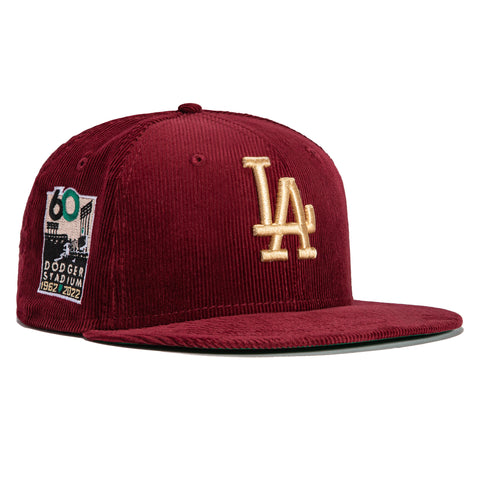 New Era 59Fifty Merlot Corduroy Los Angeles Dodgers 60th Anniversary Stadium Patch Hat - Maroon