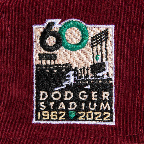 New Era 59Fifty Merlot Corduroy Los Angeles Dodgers 60th Anniversary Stadium Patch Hat - Maroon