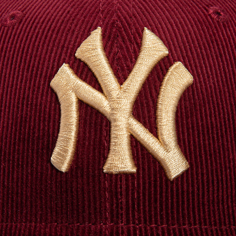 New Era 59Fifty Merlot Corduroy New York Yankees 1952 World Series Patch Hat - Maroon