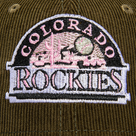 New Era 59Fifty Martini Corduroy Colorado Rockies Inaugural Patch Logo Hat - Olive