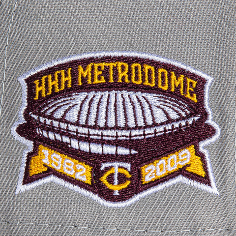 New Era 59Fifty Cord Visor Minnesota Twins Metrodome Stadium Patch Hat - Graphite, Maroon