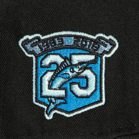 New Era 59Fifty Black Ice Miami Marlins 25th Anniversary Patch Alternate Hat - Black