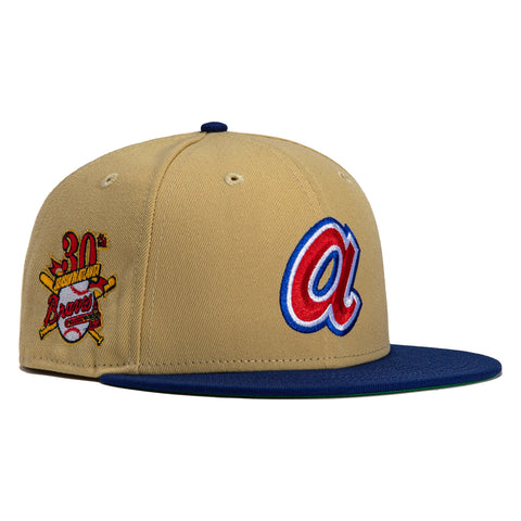New Era 59Fifty Toothpick Pack Atlanta Braves 30th Anniversary Patch 1972 Hat - Tan, Royal