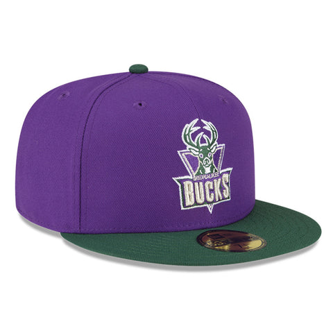 New Era 59Fifty Hardwood Classic Milwaukee Bucks Hat - Purple, Green