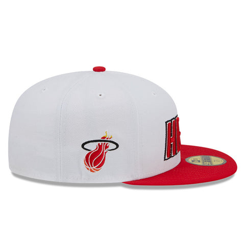 New Era 59Fifty Hardwood Classic Miami Heat Hat - White, Red