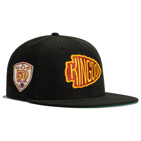New Era 59Fifty Black Dome Kansas City Chiefs 50th Anniversary Patch Kingdom Hat - Black