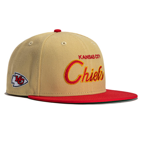 New Era 59Fifty Vegas Dome Kansas City Chiefs Retro Script Hat - Tan, Red