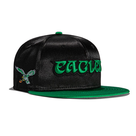 New Era 59Fifty Satin Stitch Philadelphia Eagles Logo Patch Word Hat - Black, Kelly