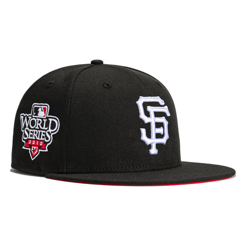 New Era 59Fifty LV Red Bottom San Francisco Giants 2010 World Series Patch Hat - Black